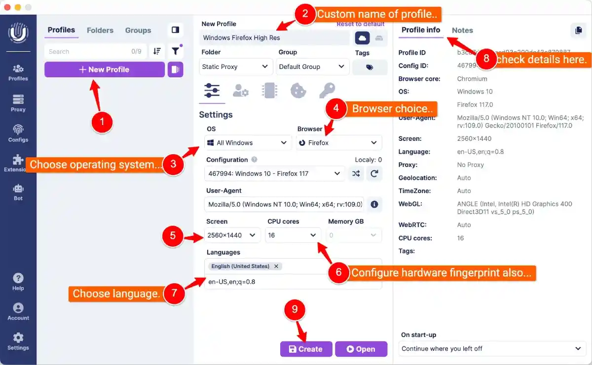 Create Anti Detect Browser Profile Undetectable.io