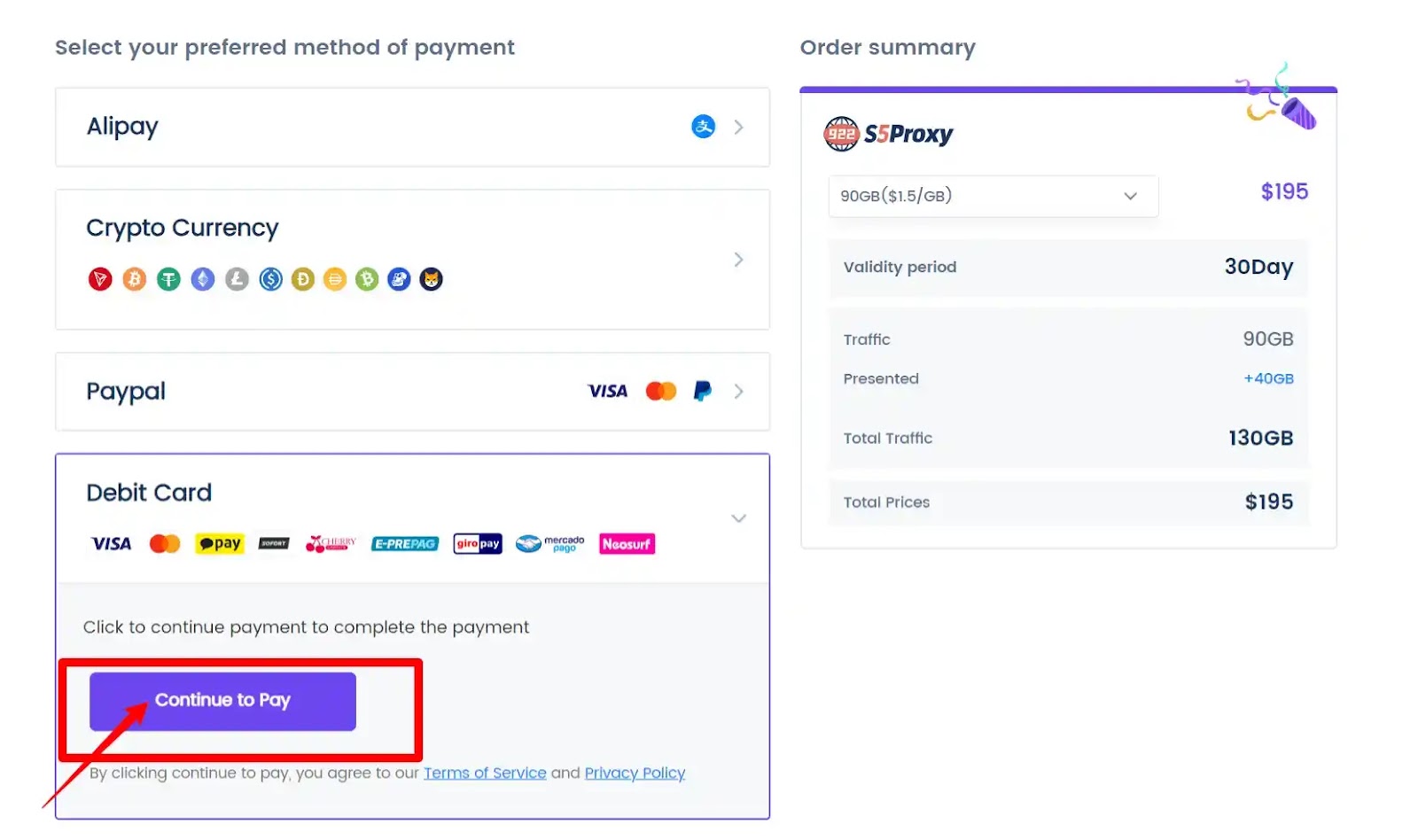 922 S5 Preferred Payment Method