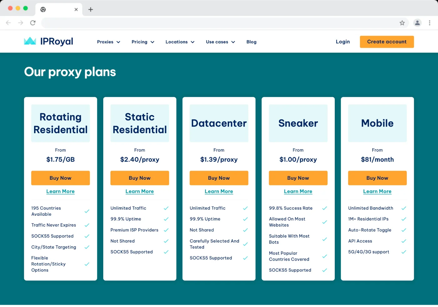 IPRoyal pricing plans detailed