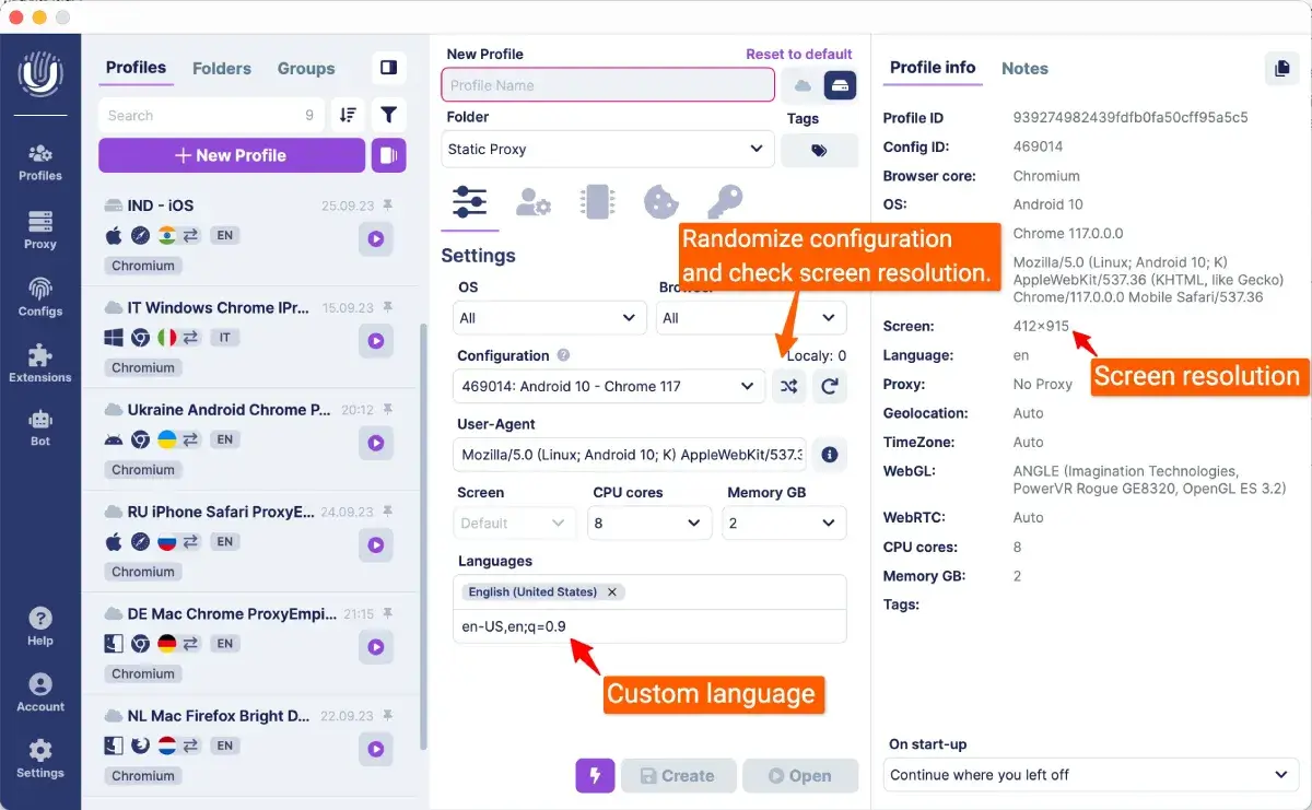 Language and Screen Size in Undetectable