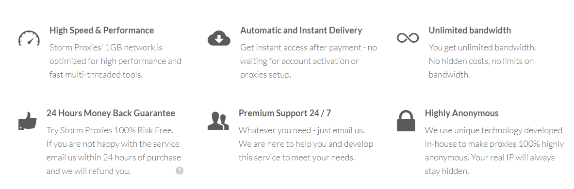 storm proxies features