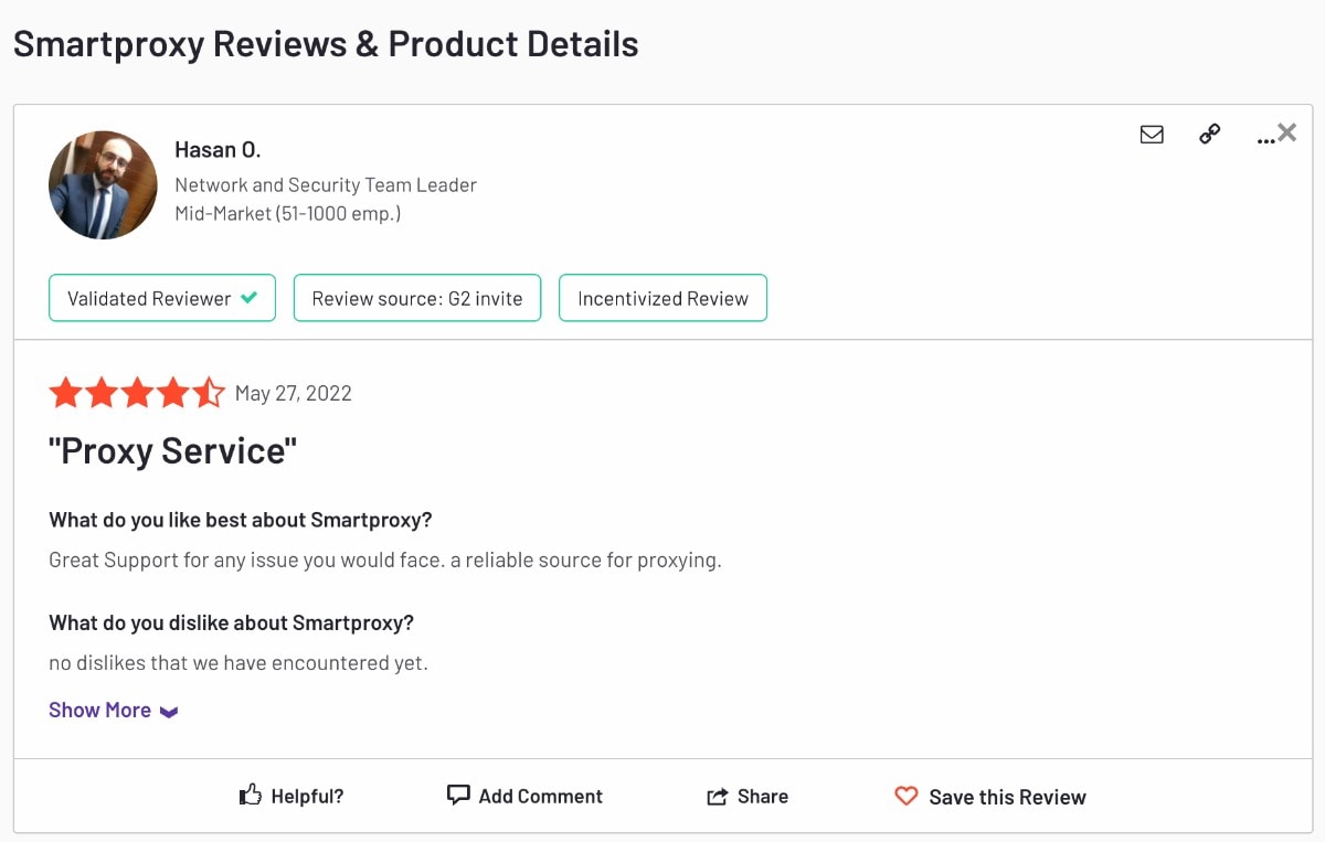 Smartproxy Review on G2