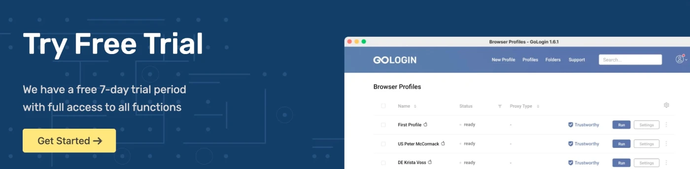 Start Free Trial of GoLogin Now