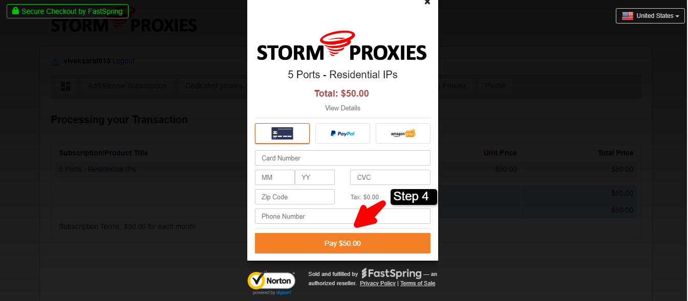 storm proxies step 4 signup