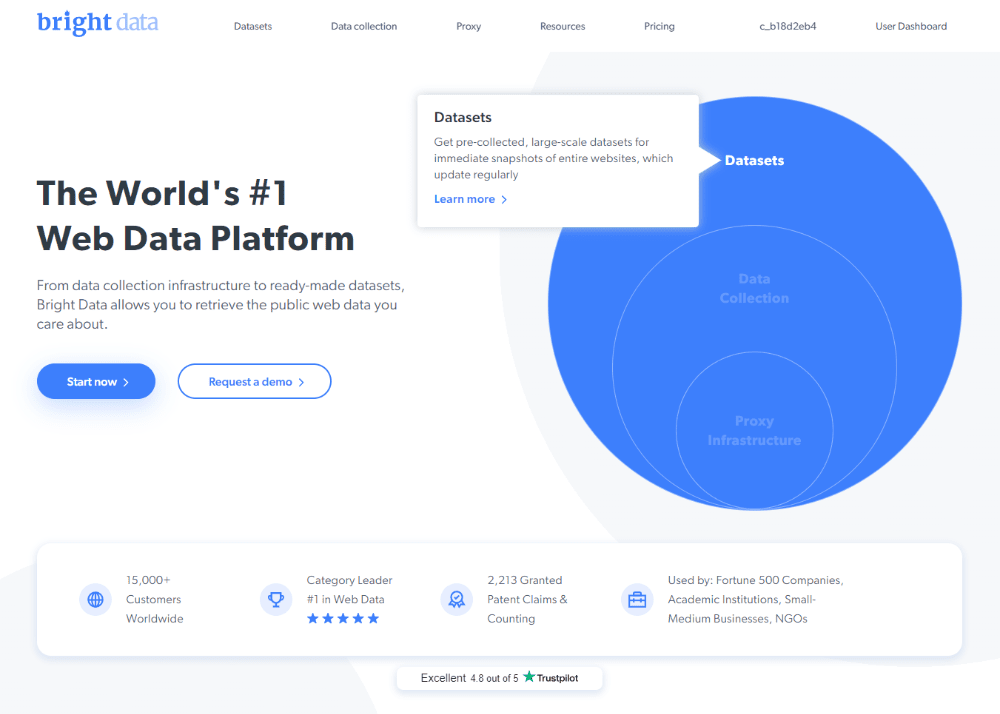 bright data datasets homepage