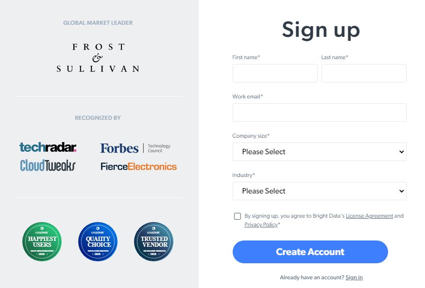 bright data signup