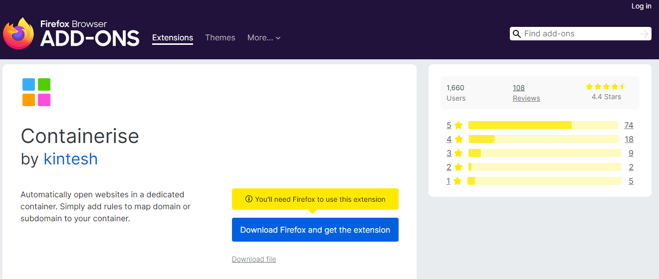 containerise firefox addons