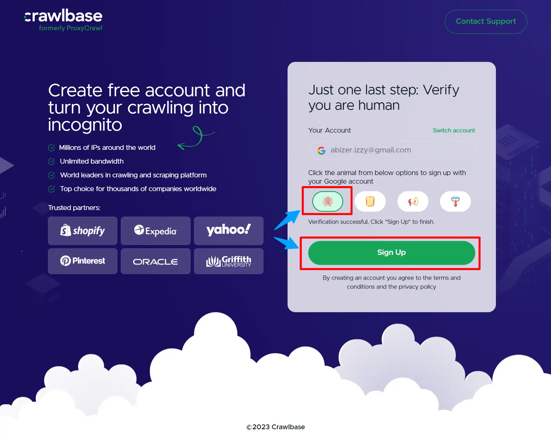 crawlbase signup step3  verify