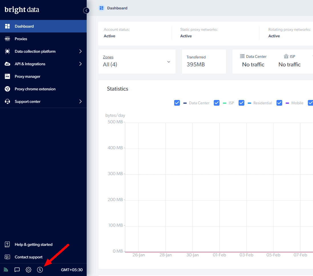 go to billing from your account in bright data