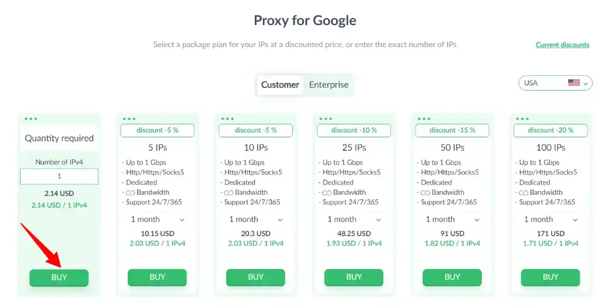 proxyseller google proxies