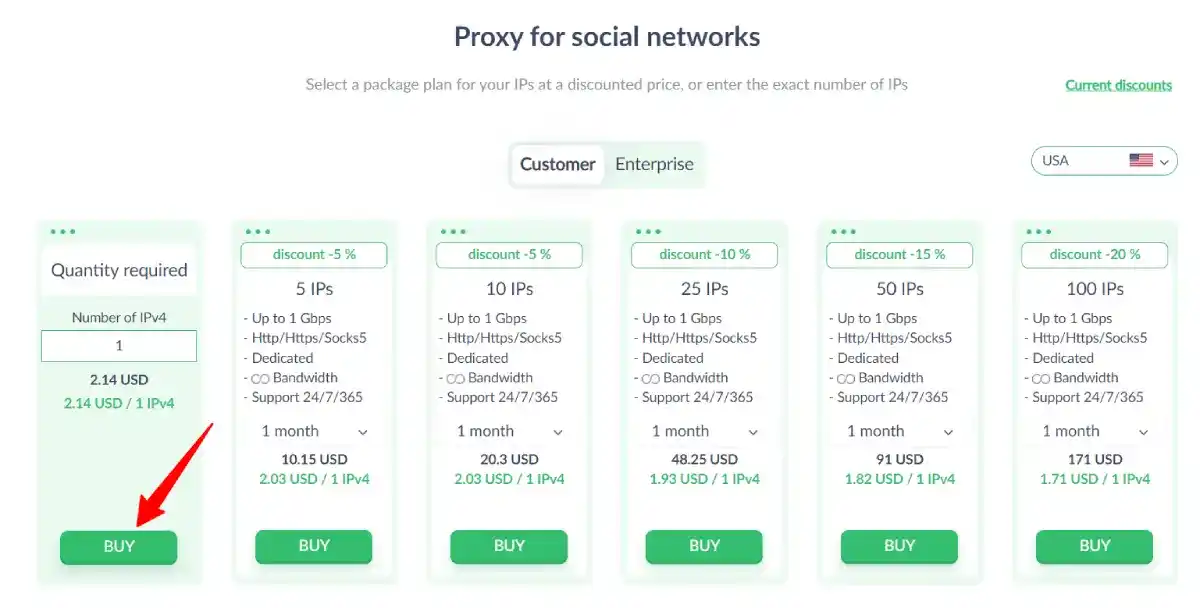 proxyseller social media proxies