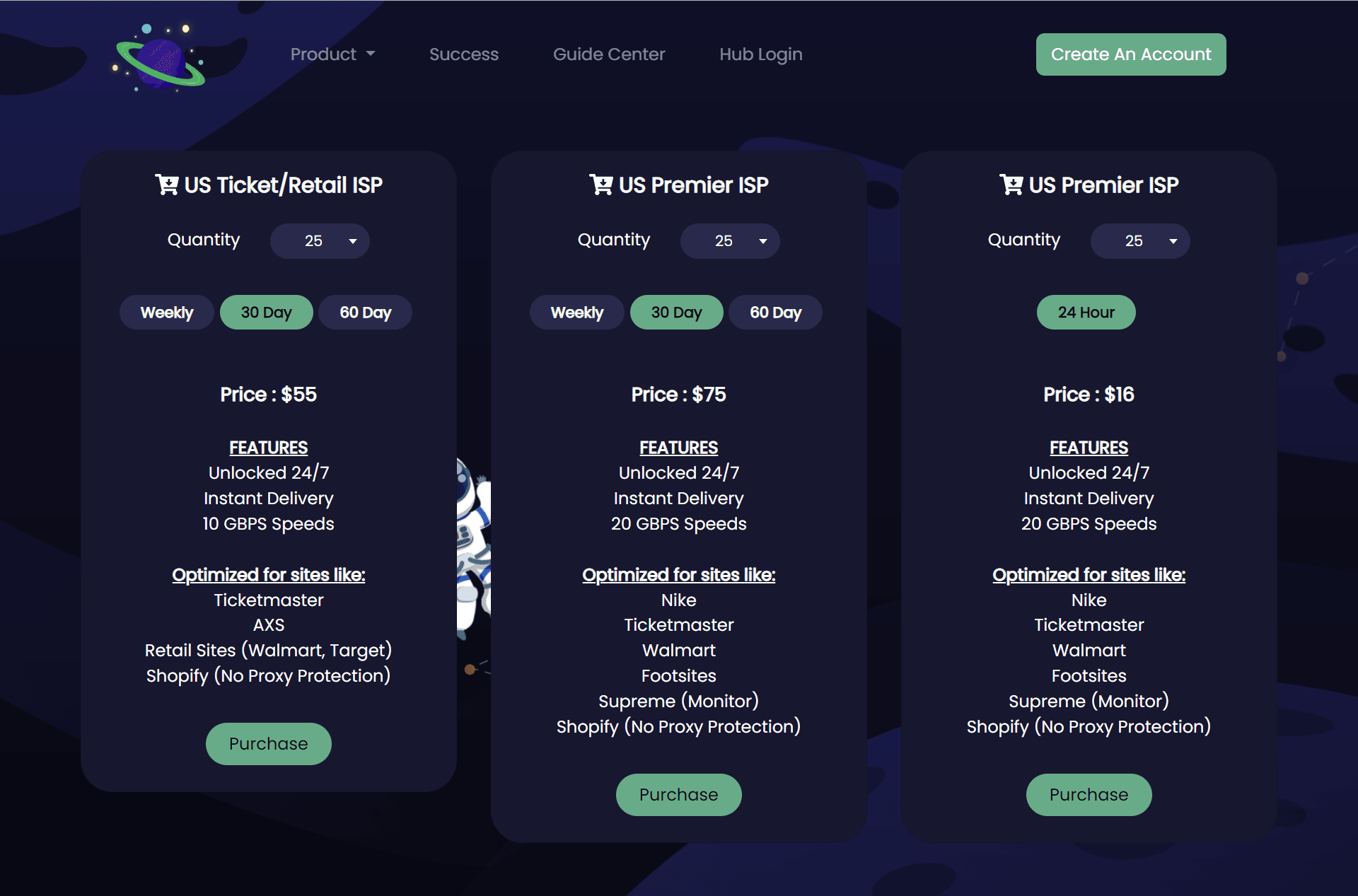 space proxies isp proxy provider pricing