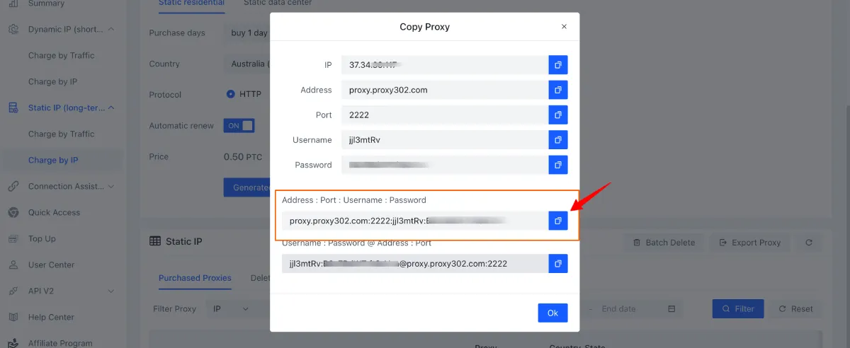 Copy proxies in Proxy302